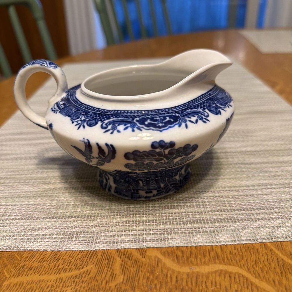 Vtg John Steventon Burslem Blue Willow Creamer Cream Jug MINT